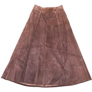 Vintage Suede Leather Maxi Skirt Positano Pelle RN 81772 Medium